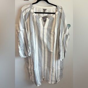 Eddie Bauer White Button-Up Dress with pockets